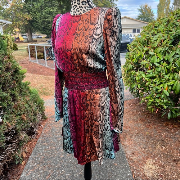 AFRM Violaine Snakeskin print tie dye open back Smock dress Medium - Picture 4 of 5